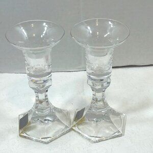 VTG MIKASA Countess Crystal Candleholders Set of 2 Original Box 5.5" Tall